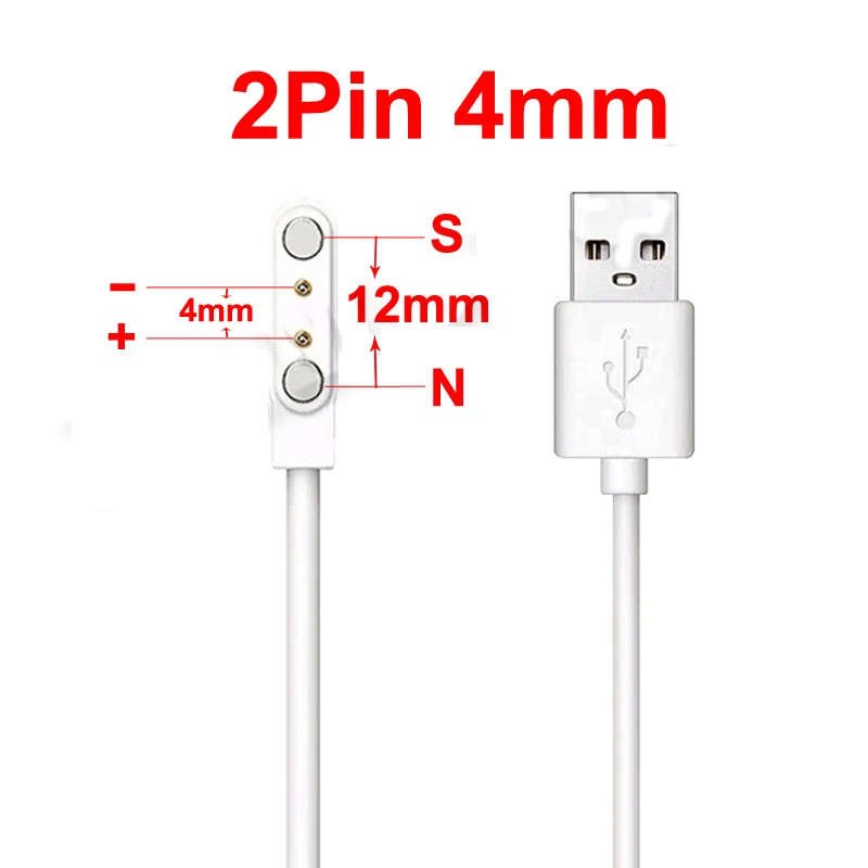 2pin 4mm Magnetisches Ladekabel USB