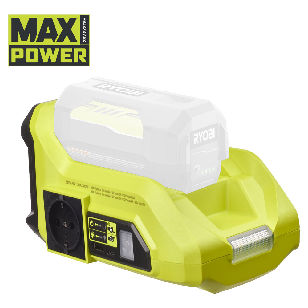 Ryobi 36 V Akku-Wechselrichter, 300 W RY36BI300A-0 ohne Akku und Ladegerät – Bild 2