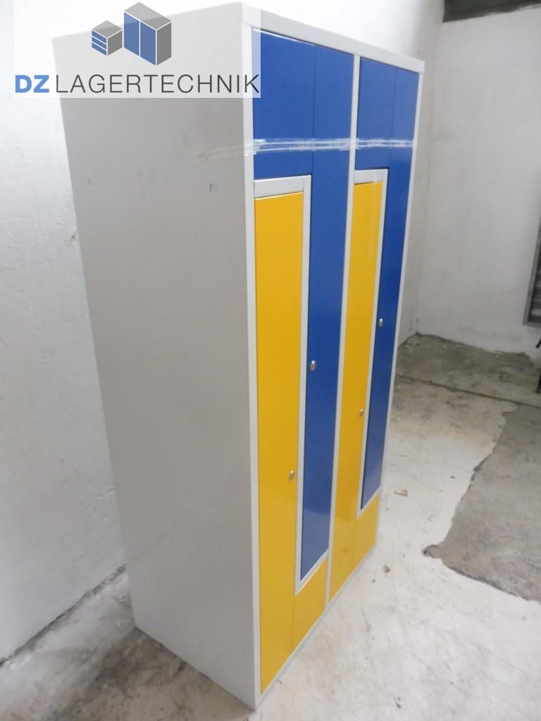 Kleiderspind KLZ 4 mit 4 Abteilen in blau / gelb 500x830x1700 – Bild 4