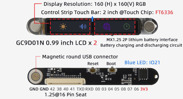 LilyGo TTGO T-Touch Bar – ESP32-S3R8 Xtensa 32-bit LX7 – Bild 5